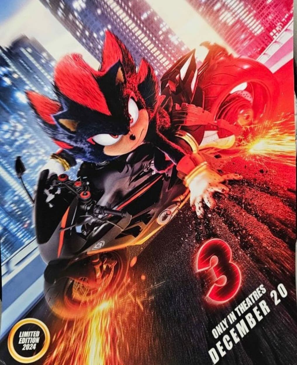 Imagem do pôster de 'Sonic 3 - O Filme' que foi distribuído pela Paramount Pictures – Divulgação/Reprodução.